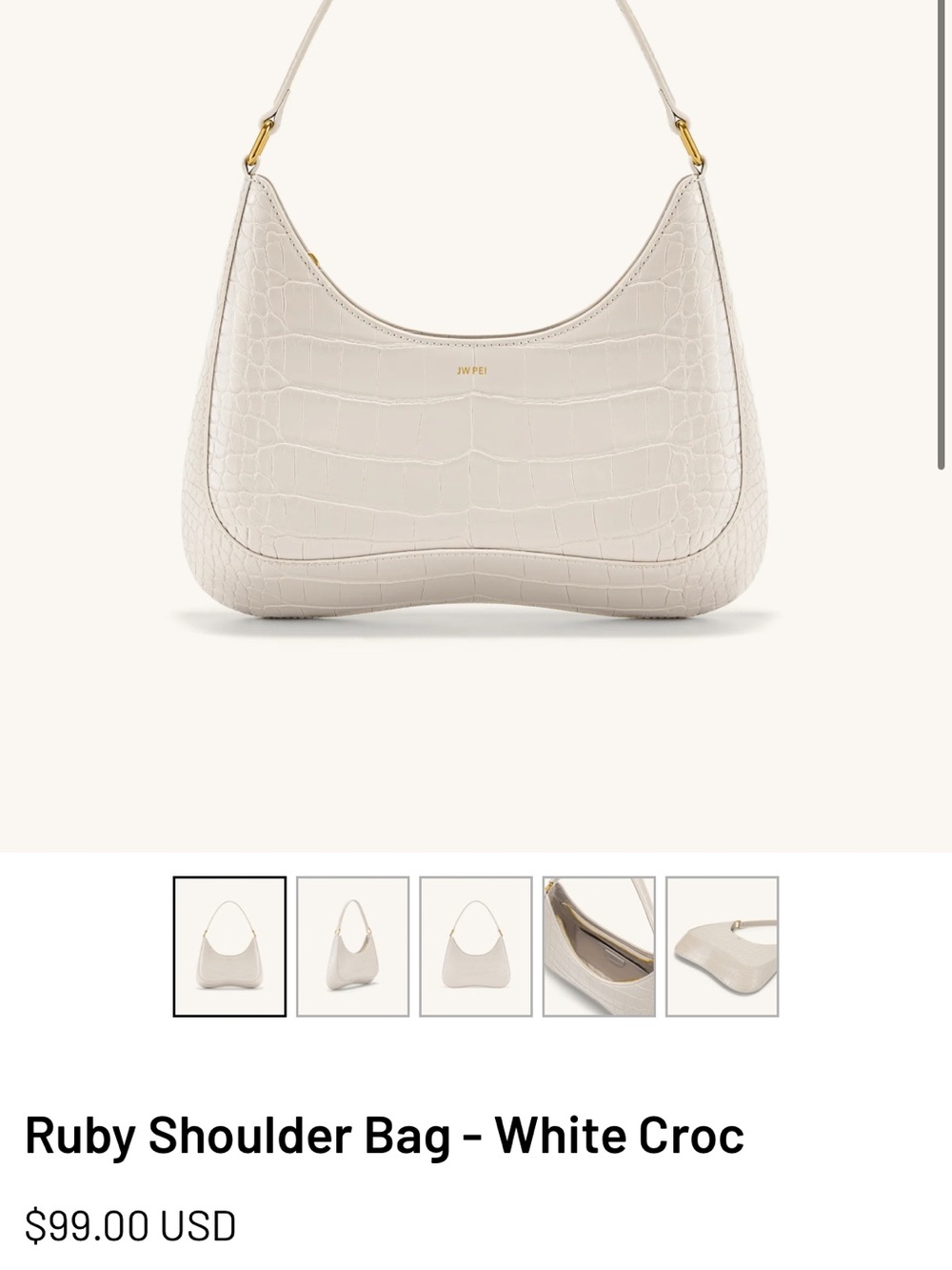 JW PEI Ruby Shoulder Bag - Cream White Croc
